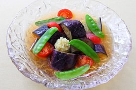 焼きなすとトマトのだし浸し